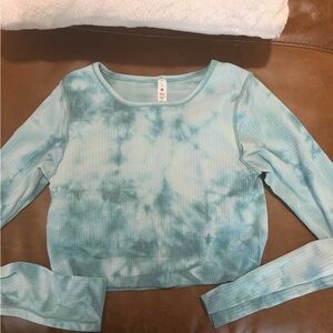 Lululemon Athletica Aqua Tie-Dye Long Sleeve Tee built in bra